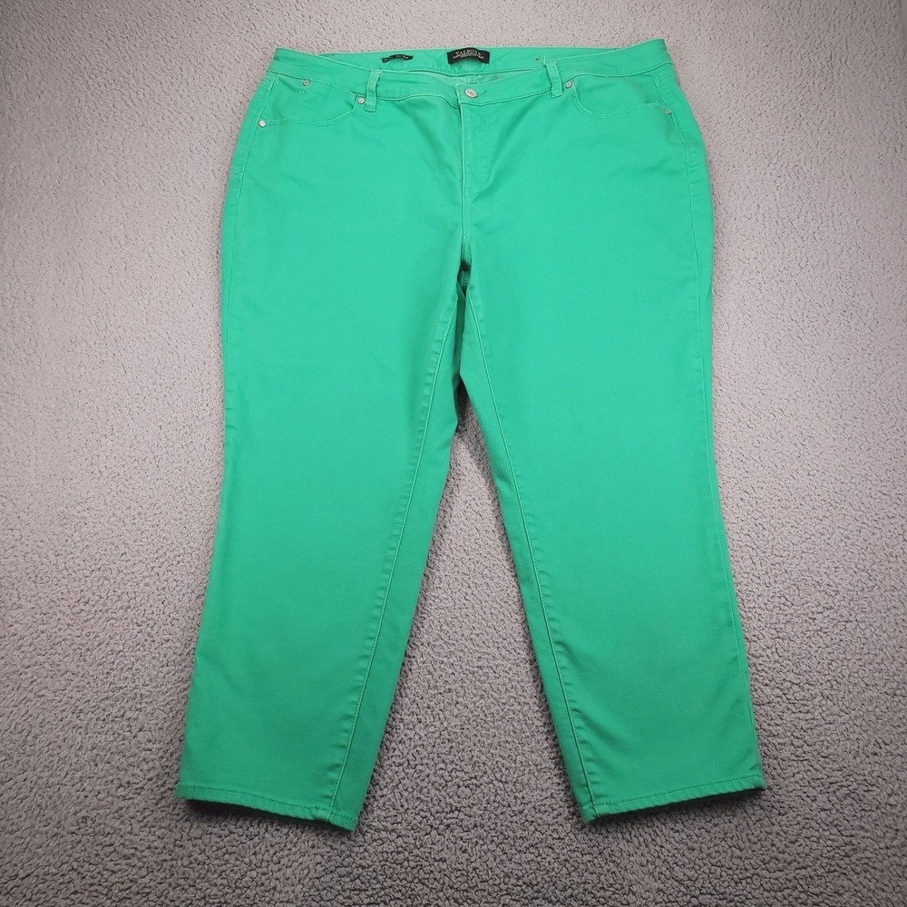 TALBOTS Jeans Womens Size 22WP Petite Slim Ankle High Rise Green Stretch Denim